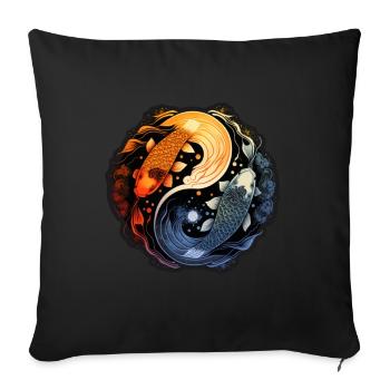 Japan Koi Fish Carp Japanese Cherry Blossom - Sofa pillowcase 17,3'' x 17,3'' (45 x 45 cm) - black - Front
