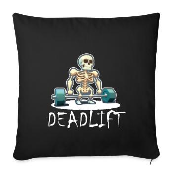 Soulevé de terre Skeleton Bodybuilding Sport Soulevé de terre - Housse de coussin décorative 45 x 45 cm - noir - Devant