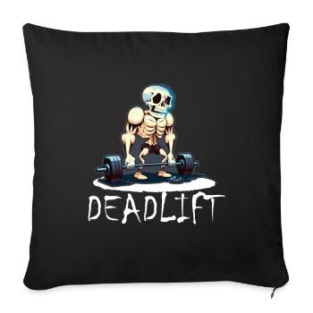 Soulevé de terre Skeleton Bodybuilding Sport Soulevé de terre - Housse de coussin décorative 45 x 45 cm - noir - Devant