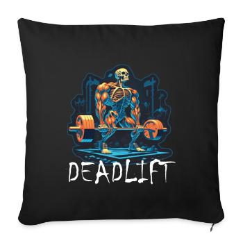 Soulevé de terre Skeleton Bodybuilding Sport Soulevé de terre - Housse de coussin décorative 45 x 45 cm - noir - Devant