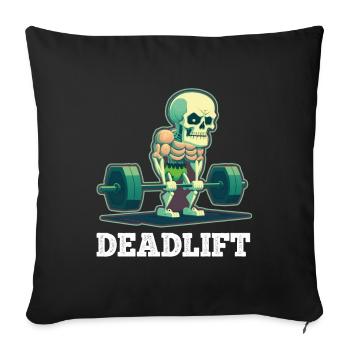 Soulevé de terre Skeleton Bodybuilding Sport Soulevé de terre - Housse de coussin décorative 45 x 45 cm - noir - Devant