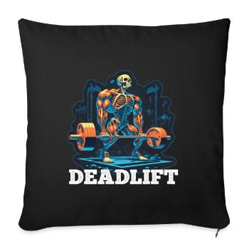 Soulevé de terre Skeleton Bodybuilding Sport Soulevé de terre - Housse de coussin décorative 45 x 45 cm - noir - Devant