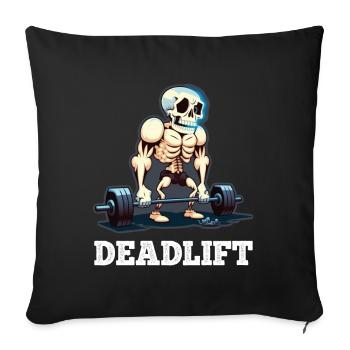 Soulevé de terre Skeleton Bodybuilding Sport Soulevé de terre - Housse de coussin décorative 45 x 45 cm - noir - Devant