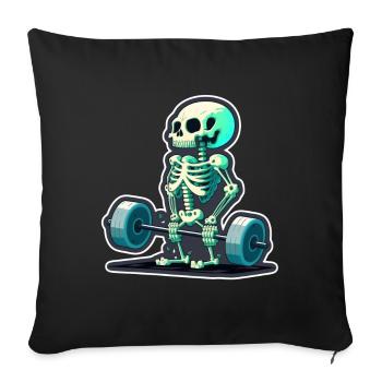 Soulevé de terre Skeleton Bodybuilding Sport Soulevé de terre - Housse de coussin décorative 45 x 45 cm - noir - Devant