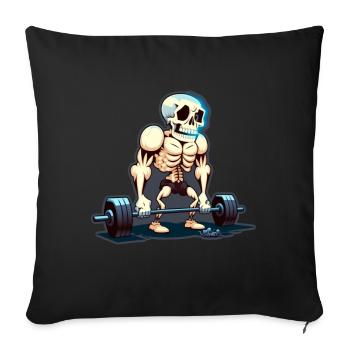 Soulevé de terre Skeleton Bodybuilding Sport Soulevé de terre - Housse de coussin décorative 45 x 45 cm - noir - Devant