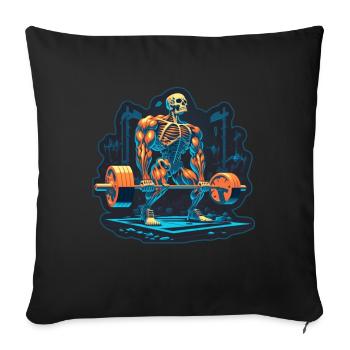 Soulevé de terre Skeleton Bodybuilding Sport Soulevé de terre - Housse de coussin décorative 45 x 45 cm - noir - Devant