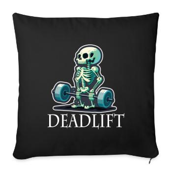 Soulevé de terre Skeleton Bodybuilding Sport Soulevé de terre - Housse de coussin décorative 45 x 45 cm - noir - Devant