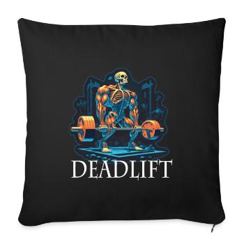 Soulevé de terre Skeleton Bodybuilding Sport Soulevé de terre - Housse de coussin décorative 45 x 45 cm - noir - Devant