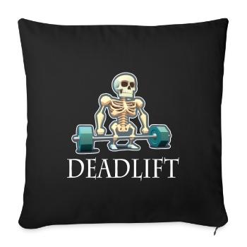Soulevé de terre Skeleton Bodybuilding Sport Soulevé de terre - Housse de coussin décorative 45 x 45 cm - noir - Devant