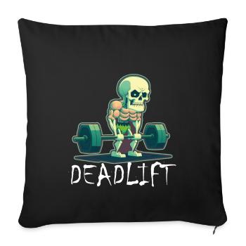 Soulevé de terre Skeleton Bodybuilding Sport Soulevé de terre - Housse de coussin décorative 45 x 45 cm - noir - Devant