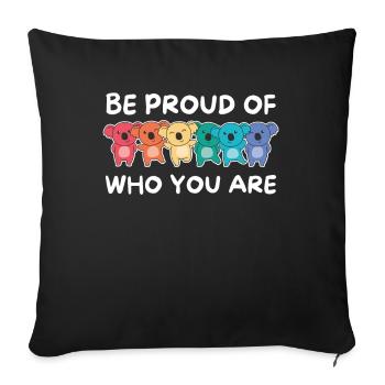 Drapeau arc-en-ciel Gay Pride LGBTQ Koala - Housse de coussin décorative 45 x 45 cm - noir - Devant