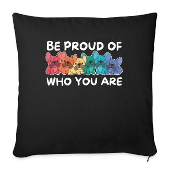 Rainbow Flag Gay Pride LGBTQ French Bulldog - Sofa pillowcase 17,3'' x 17,3'' (45 x 45 cm) - black - Front