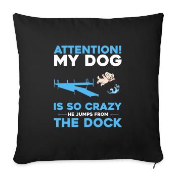 Conception de plongée à quai pour le saut de chien et le chien de quai - Housse de coussin décorative 45 x 45 cm - noir - Devant