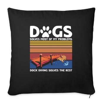 Conception de plongée à quai pour le saut de chien et le chien de quai - Housse de coussin décorative 45 x 45 cm - noir - Devant