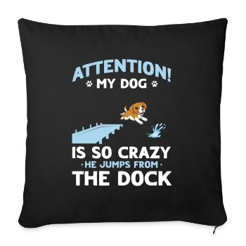 Sports nautiques pour chiens et sports nautiques pour chiens - Housse de coussin décorative 45 x 45 cm - noir - Devant