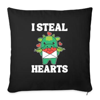 Dragon for Valentine's Day I steal hearts - Sofa pillowcase 17,3'' x 17,3'' (45 x 45 cm) - black - Front