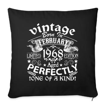 Février 1968 | anniversaire 1968 Vintage Février - Housse de coussin décorative 45 x 45 cm - noir - Devant