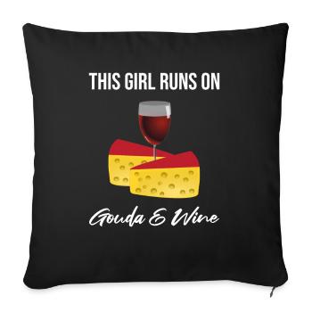 Devis fromagerie pour les amateurs de fromage Gouda et de Gouda - Housse de coussin décorative 45 x 45 cm - noir - Devant