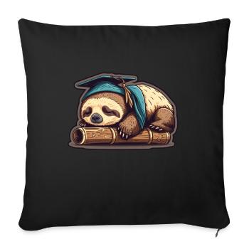 Degree Sleeping Sloth Uni Master Bachelor - Sofa pillowcase 17,3'' x 17,3'' (45 x 45 cm) - black - Front