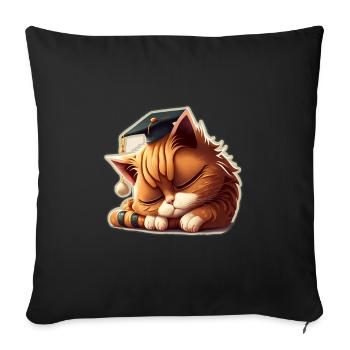 Degree Sleeping Cat Uni Master Bachelor - Sofa pillowcase 17,3'' x 17,3'' (45 x 45 cm) - black - Front