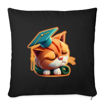 Degree Sleeping Cat Uni Master Bachelor - Sofa pillowcase 17,3'' x 17,3'' (45 x 45 cm) - black - Front