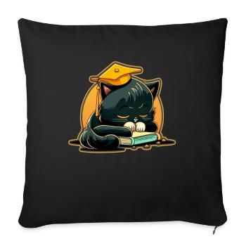 Degree Sleeping Cat Uni Master Bachelor - Sofa pillowcase 17,3'' x 17,3'' (45 x 45 cm) - black - Front
