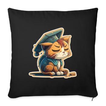 Degree Sleeping Cat Uni Master Bachelor - Sofa pillowcase 17,3'' x 17,3'' (45 x 45 cm) - black - Front