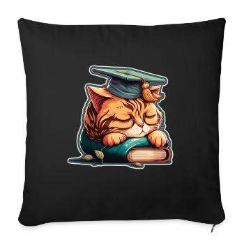 Degree Sleeping Cat Uni Master Bachelor - Sofa pillowcase 17,3'' x 17,3'' (45 x 45 cm) - black - Front