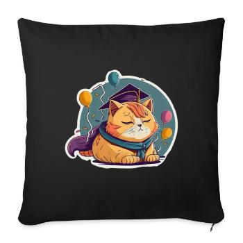 Degree Sleeping Cat Uni Master Bachelor - Sofa pillowcase 17,3'' x 17,3'' (45 x 45 cm) - black - Front