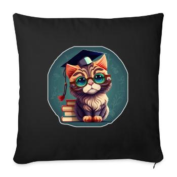 Degree Sleeping Cat Uni Master Bachelor - Sofa pillowcase 17,3'' x 17,3'' (45 x 45 cm) - black - Front