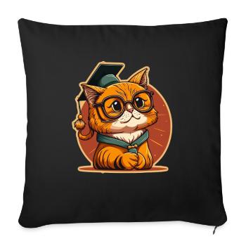 Degree Sleeping Cat Uni Master Bachelor - Sofa pillowcase 17,3'' x 17,3'' (45 x 45 cm) - black - Front