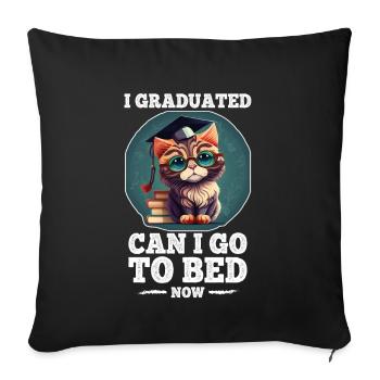 Degree Sleeping Cat Uni Master Bachelor - Sofa pillowcase 17,3'' x 17,3'' (45 x 45 cm) - black - Front