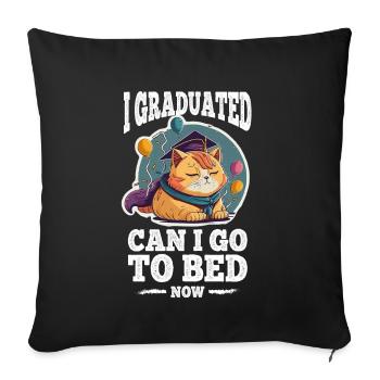 Degree Sleeping Cat Uni Master Bachelor - Sofa pillowcase 17,3'' x 17,3'' (45 x 45 cm) - black - Front