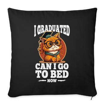 Degree Sleeping Cat Uni Master Bachelor - Sofa pillowcase 17,3'' x 17,3'' (45 x 45 cm) - black - Front