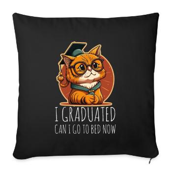 Degree Sleeping Cat Uni Master Bachelor - Sofa pillowcase 17,3'' x 17,3'' (45 x 45 cm) - black - Front