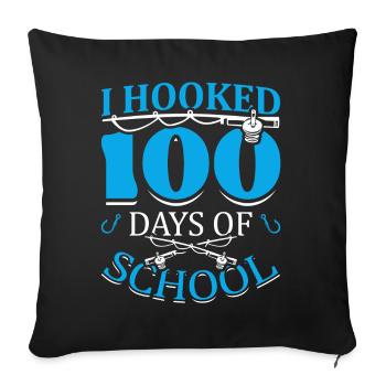 J’ai accroché 100 jours d’école Fischer hameçon - Housse de coussin décorative 45 x 45 cm - noir - Devant