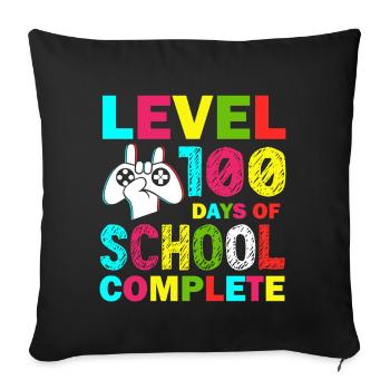 Level 100 days of school complete Kid Gamer - Sofa pillowcase 17,3'' x 17,3'' (45 x 45 cm) - black - Front