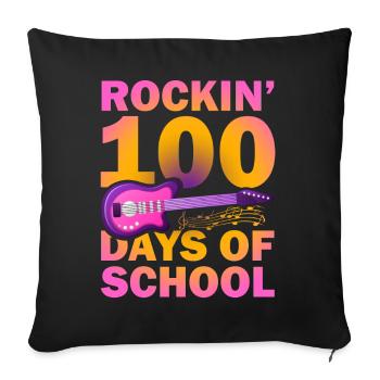 Rockin 100 jours d’école Guitariste Musicien - Housse de coussin décorative 45 x 45 cm - noir - Devant