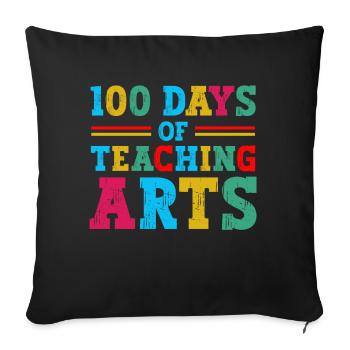 100 days of art lessons in the classroom - Sofa pillowcase 17,3'' x 17,3'' (45 x 45 cm) - black - Front