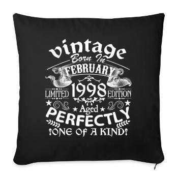 Février 1998 | anniversaire 1998 Vintage Février - Housse de coussin décorative 45 x 45 cm - noir - Devant