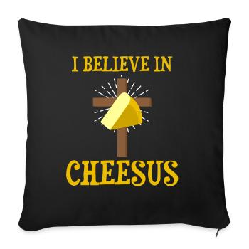 Gouda design pour fromagerie laitière et fromage Gouda - Housse de coussin décorative 45 x 45 cm - noir - Devant