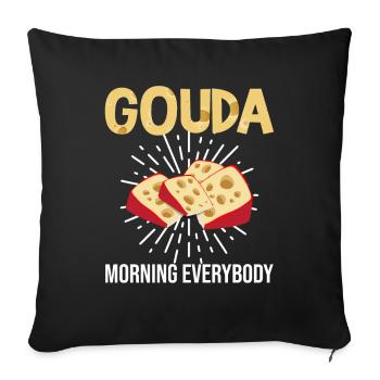 Devis fromagerie pour les amateurs de fromage Gouda et de Gouda - Housse de coussin décorative 45 x 45 cm - noir - Devant