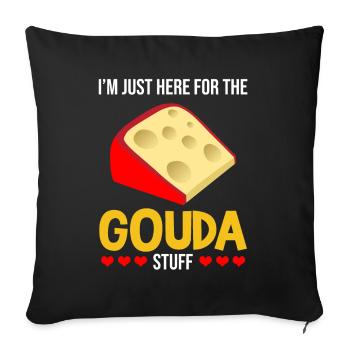 Gouda design pour fromagerie laitière et fromage Gouda - Housse de coussin décorative 45 x 45 cm - noir - Devant