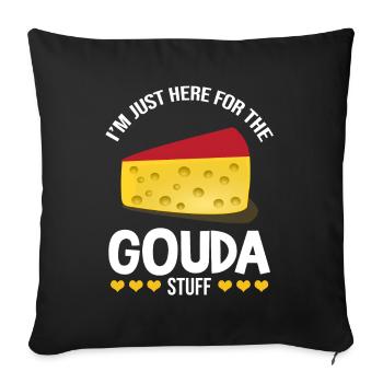 Devis fromagerie pour les amateurs de fromage Gouda et de Gouda - Housse de coussin décorative 45 x 45 cm - noir - Devant