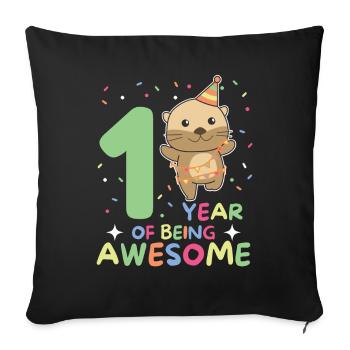Otter for the 1st birthday for children one year old - Sofa pillowcase 17,3'' x 17,3'' (45 x 45 cm) - black - Front