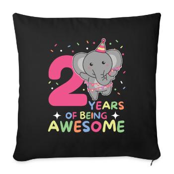 Elephant for 2nd birthday Children two years old - Sofa pillowcase 17,3'' x 17,3'' (45 x 45 cm) - black - Front