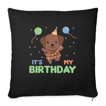 Labrador pour les enfants d’anniversaire c’est mon anniversaire - Housse de coussin décorative 45 x 45 cm - noir - Devant