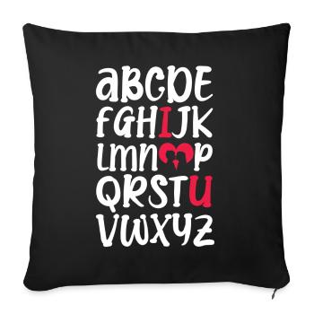 Alphabet de l’amour romantique Saint-Valentin - Housse de coussin décorative 45 x 45 cm - noir - Devant