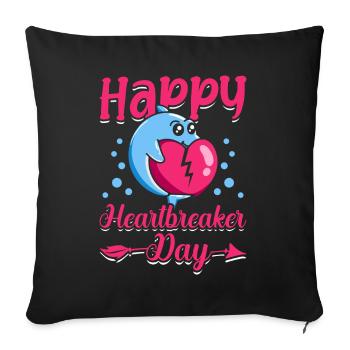 Happy Heartbreaker Day Dolphin Meme de la Saint-Valentin - Housse de coussin décorative 45 x 45 cm - noir - Devant
