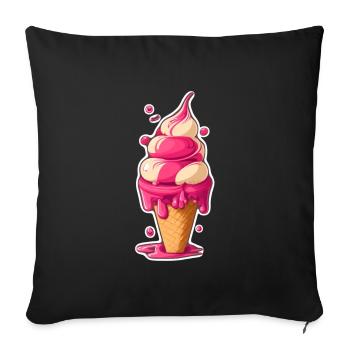 Crème glacée Crème glacée molle Je suis ici pour la crème glacée - Housse de coussin décorative 45 x 45 cm - noir - Devant